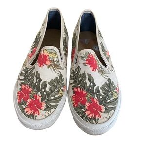 Talbots Floral Slip-On Sneakers with Red and Green